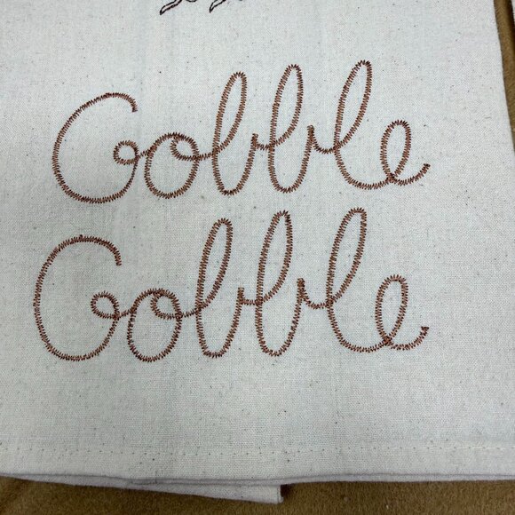 Thanksgiving Fall Embroidered Kitchen Towels Turkey Pumpkin Bon Ton Cotton - Picture 4 of 8